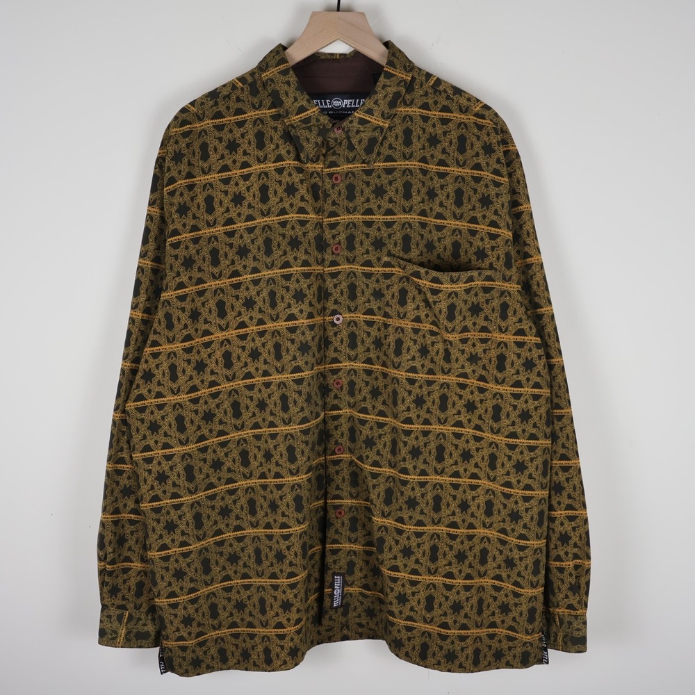 Vintage Pelle Pelle Marc Buchanan‎ AOP Geometric Button Down Shirt XL 27.5x31.5
